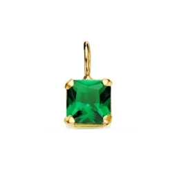 Colgante Oro 18k mujer 6.5 mm. piedra color verde cuadrada