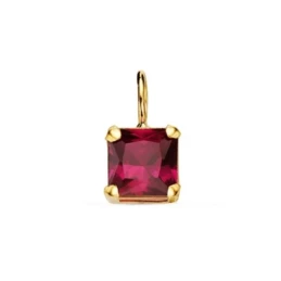 Colgante Oro 18k mujer 6.5 mm. piedra color roja cuadrada garras