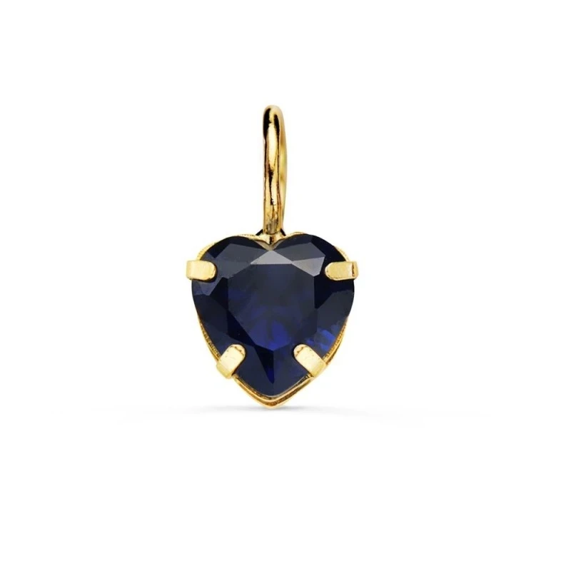 Colgante Oro 18k mujer 6 mm. forma corazón piedra color azul