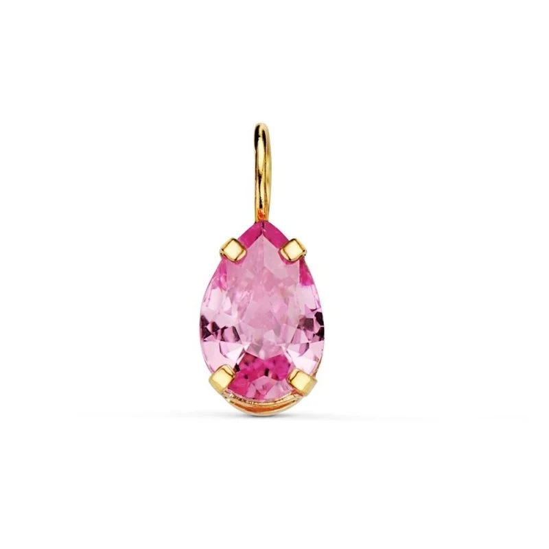 Colgante Oro 18k mujer 6.5 mm. piedra forma lágrima color rosa