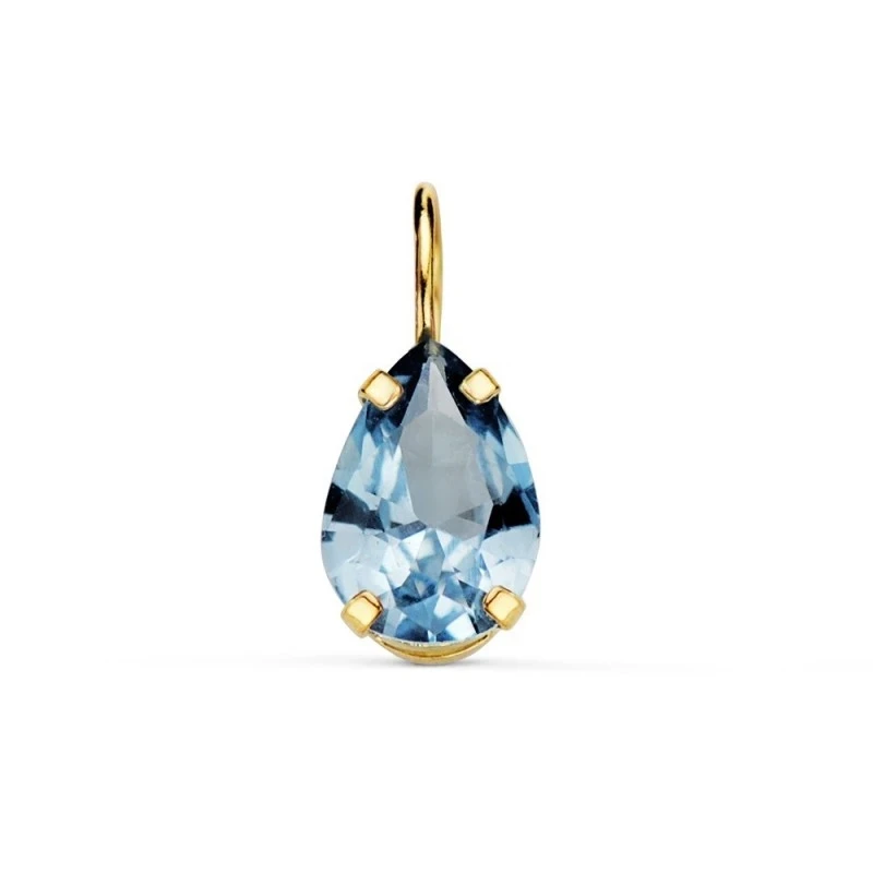 Colgante Oro 18k mujer 6.5 mm. piedra forma lágrima color aguamarina