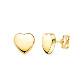 Pendientes Oro 18k mujer 8 mm. forma corazón liso brillo