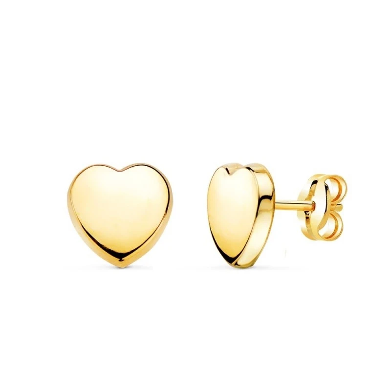 Pendientes Oro 18k mujer 8 mm. forma corazón liso brillo