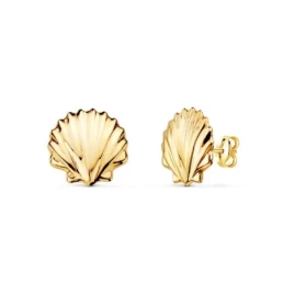 Pendientes Oro 18k mujer 8 mm. forma concha brillo