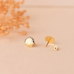 Pendientes Oro 18k mujer 8 mm. forma concha brillo