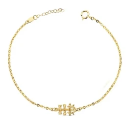 Cruz Caravaca Pulsera Oro 18k mujer 18 cm. amuleto calado 17 x 14 mm.