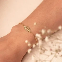 Cruz Caravaca Pulsera Oro 18k mujer 18 cm. amuleto calado 17 x 14 mm.