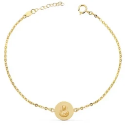 Pulsera Escapulario Corazón de Jesús Virgen del Carmen Oro 18k mujer