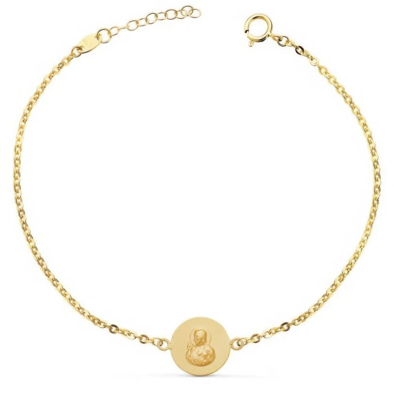 Pulsera Escapulario Corazón de Jesús Virgen del Carmen Oro 18k mujer
