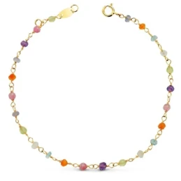 Pulsera Oro 18k mujer 18 cm. piedras colores combinados