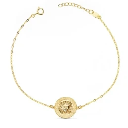 Pulsera Oro 18k mujer 18 cm. cadena tallada detalle medusa greca 12 m