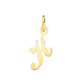Inicial Letra K Colgante Oro 18k mujer 16 mm. lisa brillo