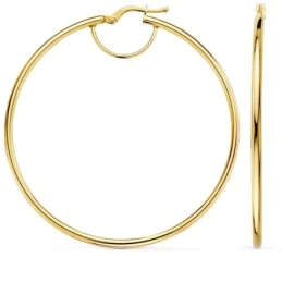 Aros Pendientes Oro 18k mujer 54 mm. lisos ancho 2 mm.