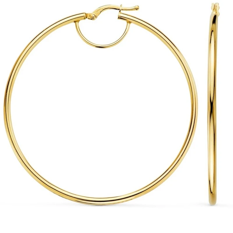 Aros Pendientes Oro 18k mujer 54 mm. lisos ancho 2 mm.