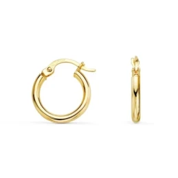 Aros Pendientes Oro 18k mujer 14 mm. tubo redondo 4 mm.