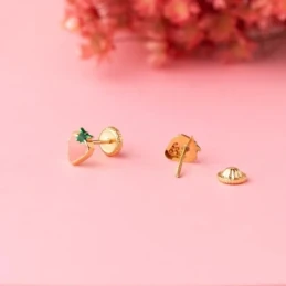 Pendientes Oro 18k niña 6 mm. forma fresa esmaltada color