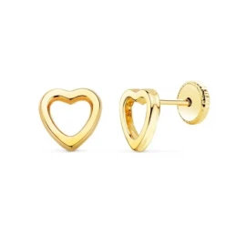 Pendientes Oro 18k niña 7 mm. corazón calado