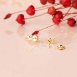 Pendientes Oro 18k niña 5 mm. tortuga detalle circonita