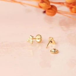 Pendientes Oro 18k niña 4.5 mm. oso detalle circonita