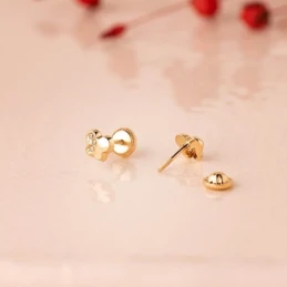 Pendientes Oro 18k niña 5.5 mm. forma mariposa circonitas combinada l