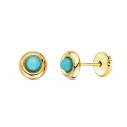 Pendientes Oro 18k niña 5 mm. perla lisa detalle margarita centro