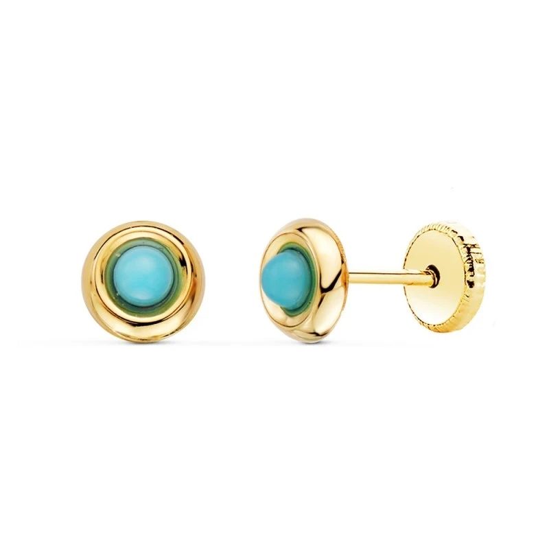 Pendientes Oro 18k niña 5 mm. perla lisa detalle margarita centro