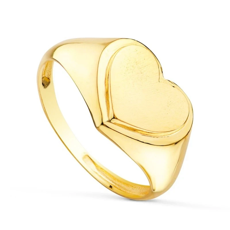 Sortija Sello Oro 18k macizo mujer cabeza forma corazón 11 x 9 mm.. G