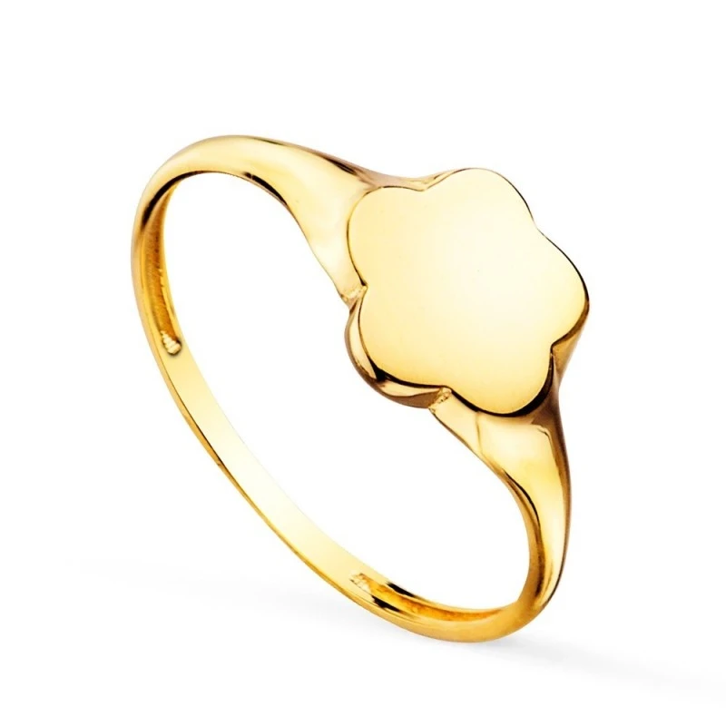 Sortija Sello Oro 18k macizo mujer cabeza forma flor 9 x8 mm.