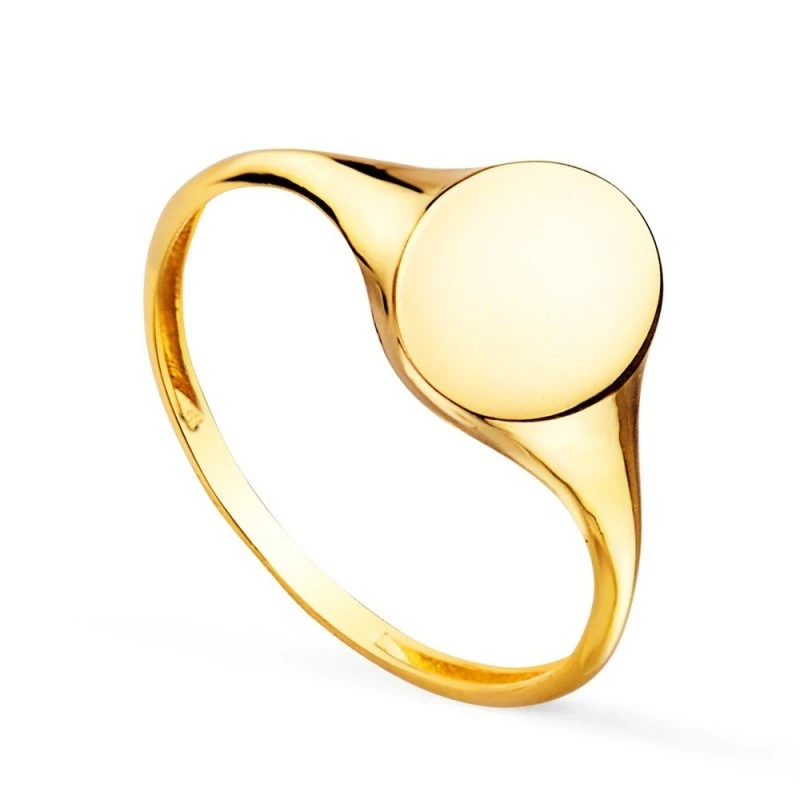 Sortija Sello Oro 18k macizo mujer cabeza ovalada 9 x8 mm.. Grabación