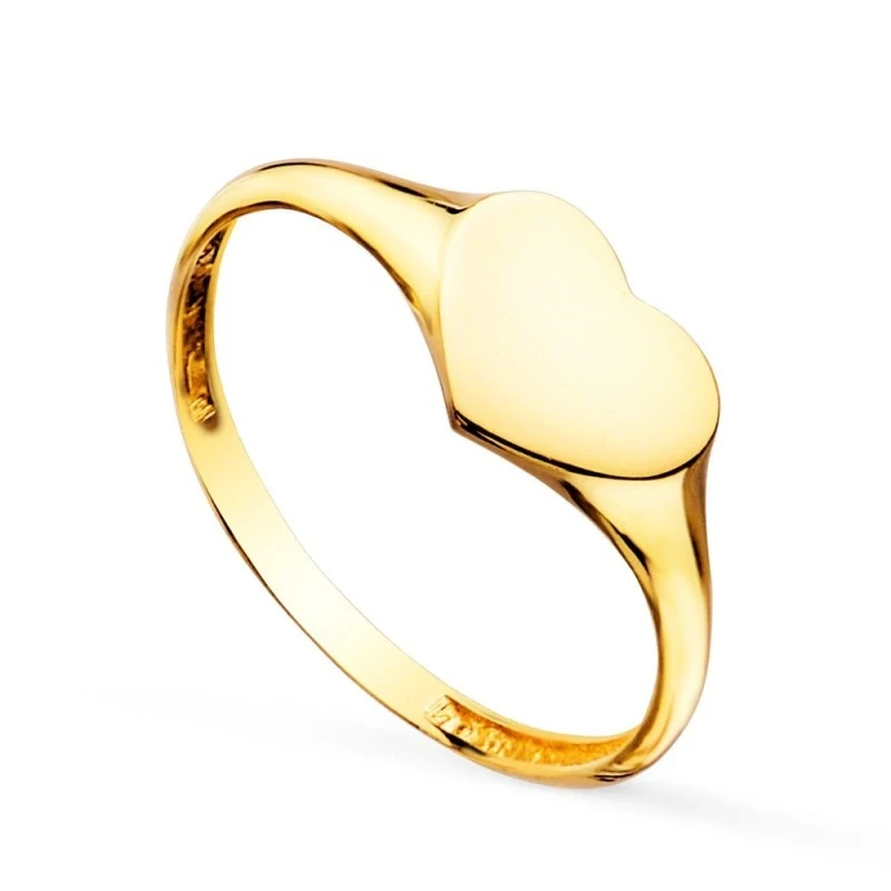 Sortija Sello Oro 18k macizo mujer cabeza forma corazón 9 x 6.5 mm.
