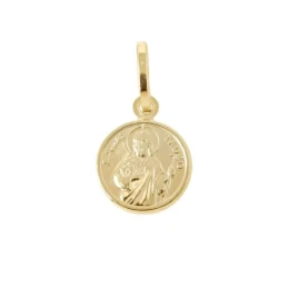 San Judas Tadeo Medalla Plata Ley 925m chapada oro 10 mm. trasera lis