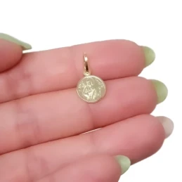 San Judas Tadeo Medalla Plata Ley 925m chapada oro 10 mm. trasera lis