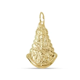 Virgen del Rocío Colgante Plata Ley 925m chapado oro 20 mm. silueta d