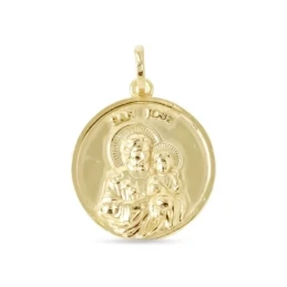 San José Medalla Plata Ley 925m chapada oro colgante 22 mm.