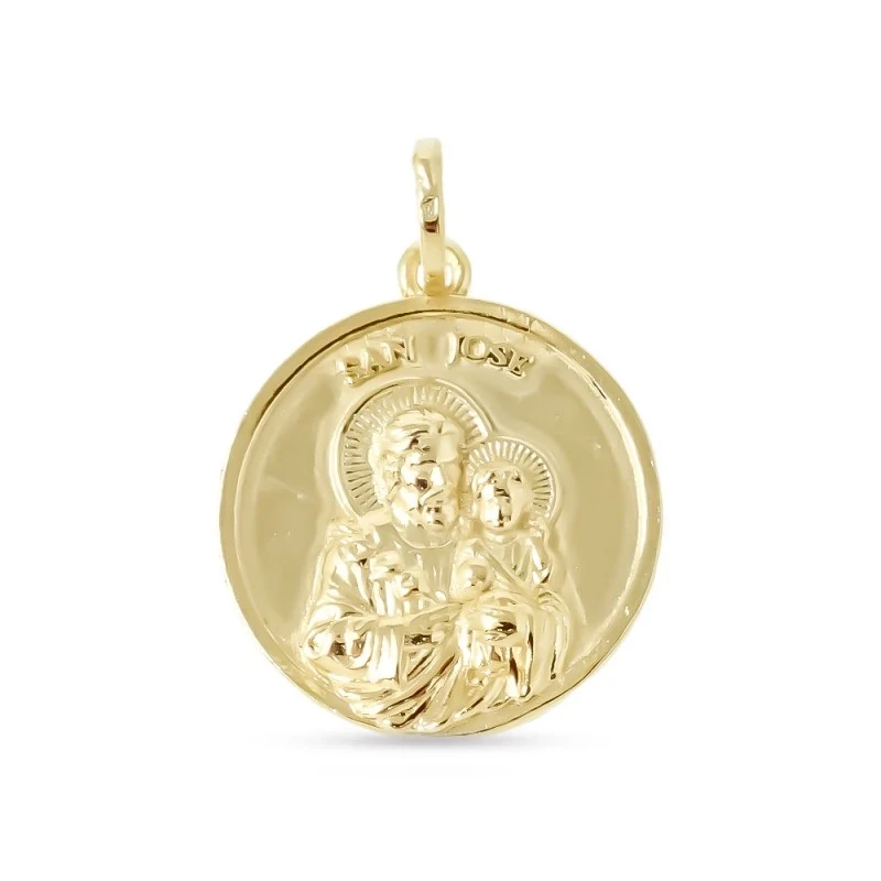 San José Medalla Plata Ley 925m chapada oro colgante 22 mm.