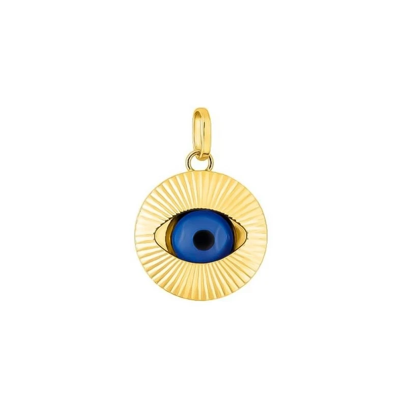 Ojo Turco Colgante Oro 18k amuleto 13 mm.. Chapado Oro Alta Calidad G