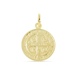 San Benito Medalla Plata Ley 925m maciza 20 mm. chapado oro escapular