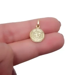 San Miguel Colgante Plata Ley 925m chapado oro 12 mm. bisel liso