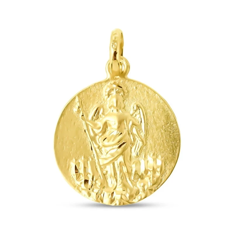 Arcángel San Rafael Medalla Oro 18k maciza 20 mm. custodio de Córdoba