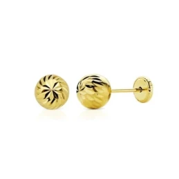 Pendientes Oro 18k niña 8 mm. bola tallada