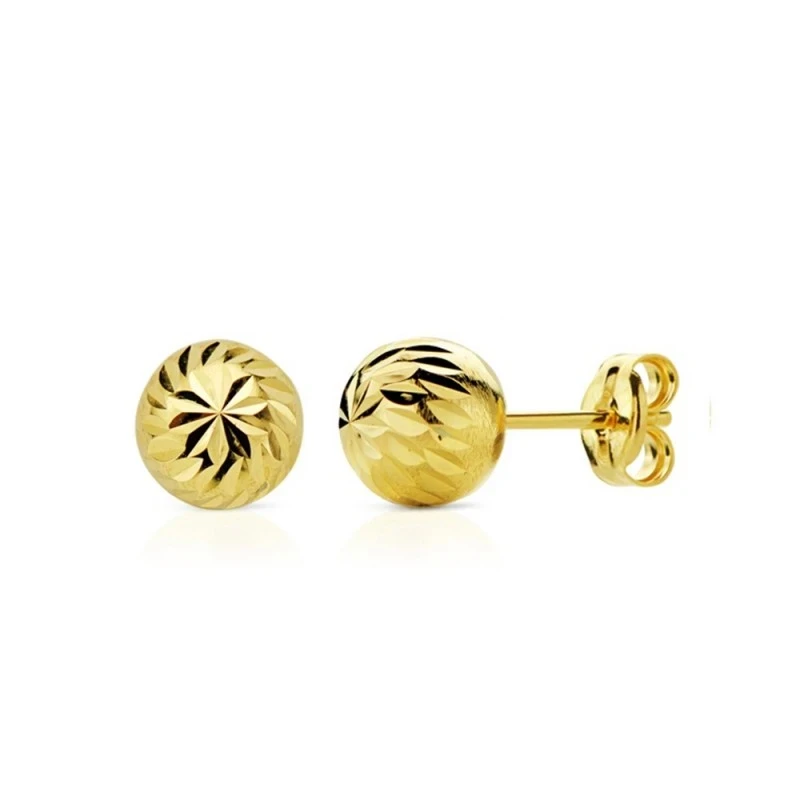 Pendientes Oro 18k mujer 8 mm. bola tallada