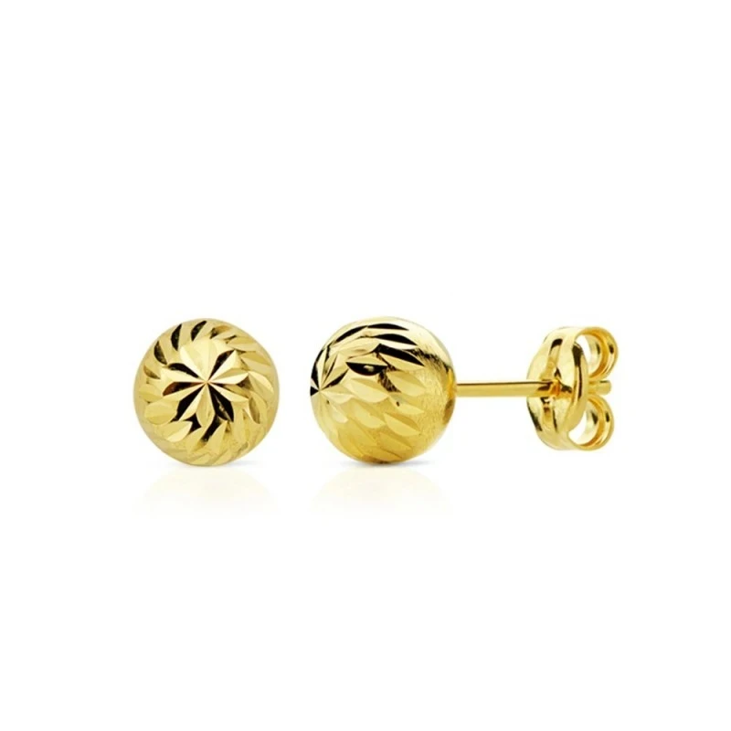 Pendientes Oro 18k mujer 7 mm. bola tallada