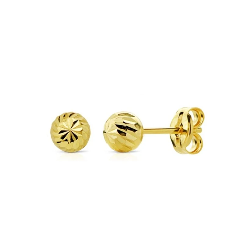 Pendientes Oro 18k niña 5 mm. bola tallada