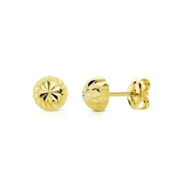 Pendientes Oro 18k mujer 8 mm. media bola tallada