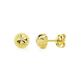 Pendientes Oro 18k mujer 7 mm. media bola tallada
