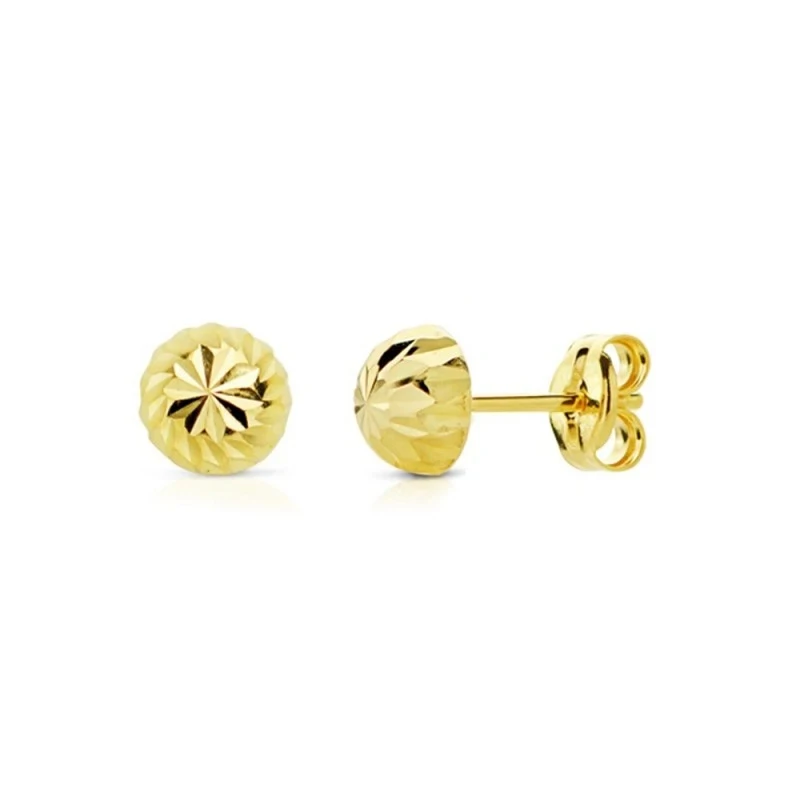 Pendientes Oro 18k mujer 7 mm. media bola tallada