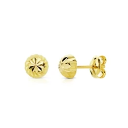 Pendientes Oro 18k mujer 6 mm. media bola tallada