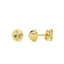 Pendientes Oro 18k niña 5 mm. media bola tallada