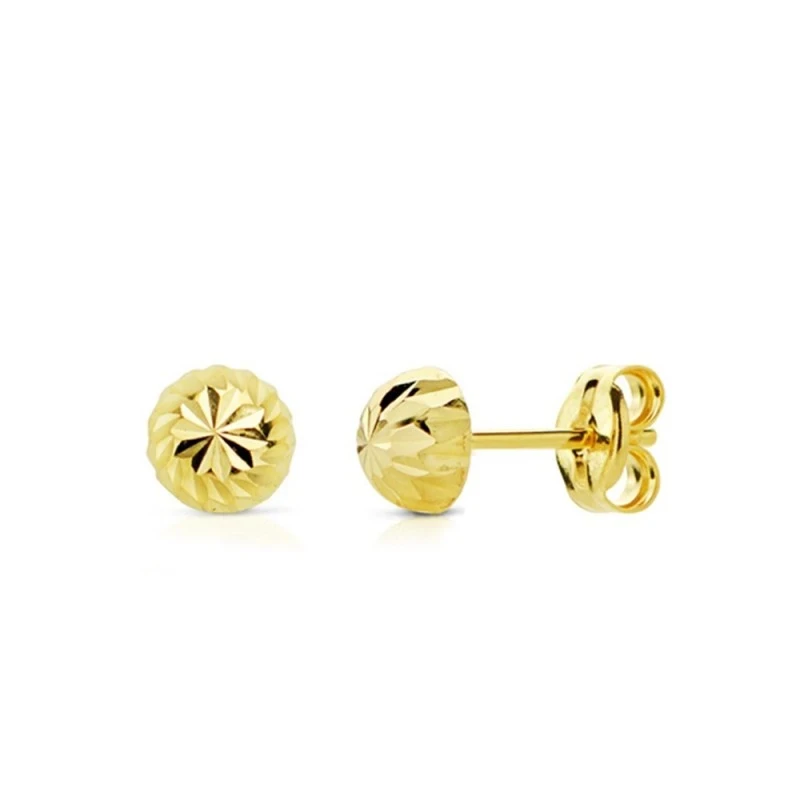 Pendientes Oro 18k niña 5 mm. media bola tallada