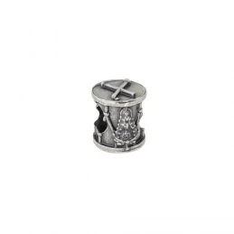 Abalorio Charm Tambor Rociero Plata Ley 925m icono 10 mm. Virgen del